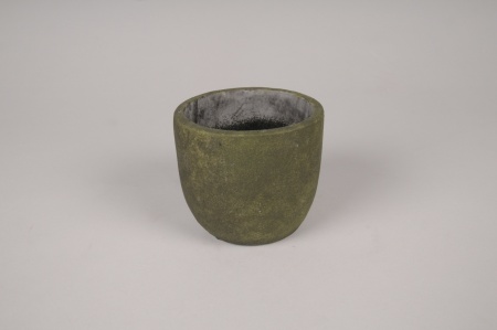Cache-pot en béton vert foncé D10cm H9cm