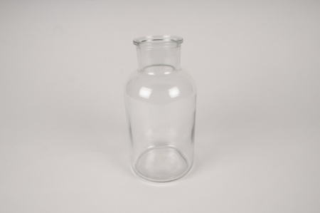 Vase bouteille en verre D10cm H20cm