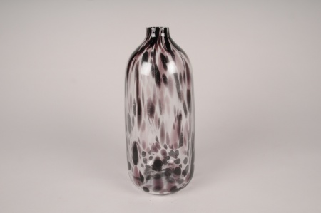 Vase en verre tacheté noir D12cm H29.5cm