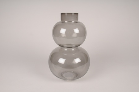 Vase en verre fumé gris D18cm H29cm