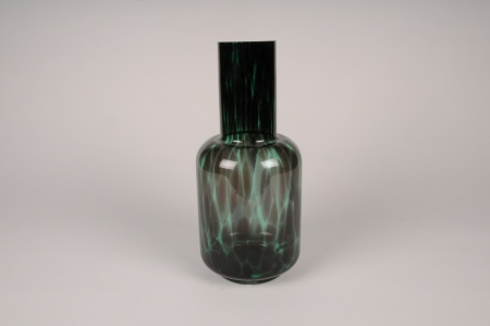 Vase en verre vert et noir D13cm H31cm