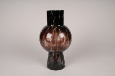 Vase en verre bordeaux et noir D17cm H31cm
