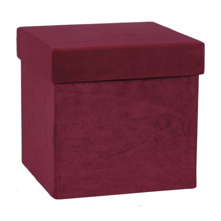 Boîte à chapeau en velours rouge 21x21cm H21cm