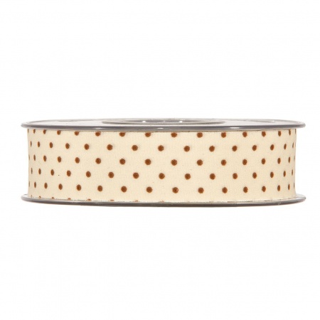 Ruban tissu à pois crème 25mm x 15m