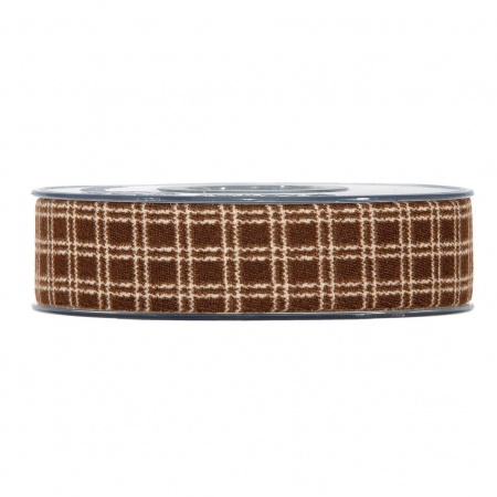 Ruban tissu quadrillé chocolat 25mm x 10m
