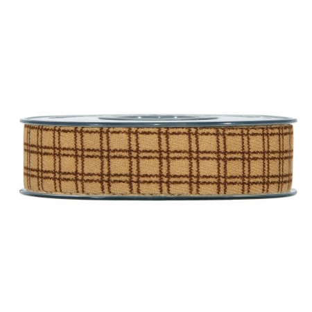 Ruban tissu quadrillé beige 25mm x 10m