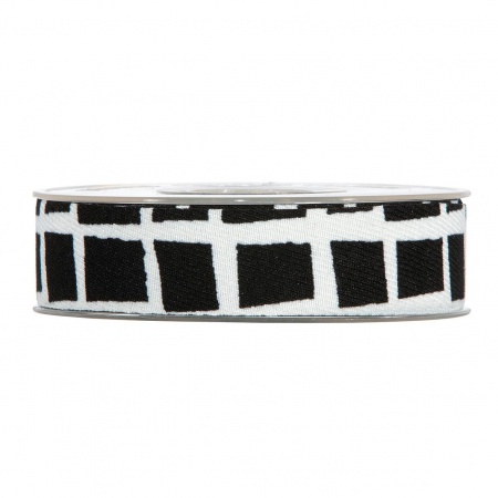 Ruban tissu noir et blanc 25mm x 10m