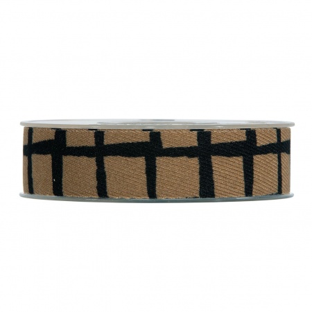 Ruban tissu beige et noir 25mm x 10m