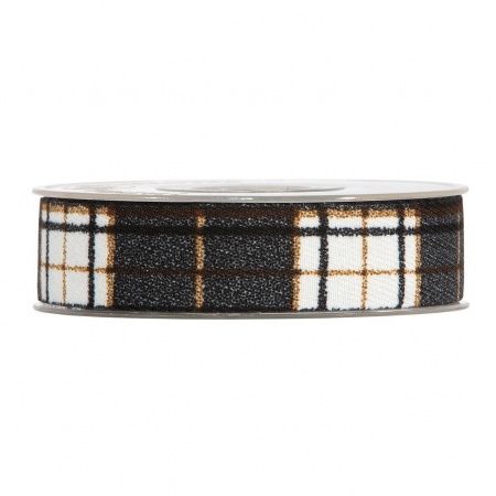 Ruban tissu quadrillé noir et blanc 25mm x 10m