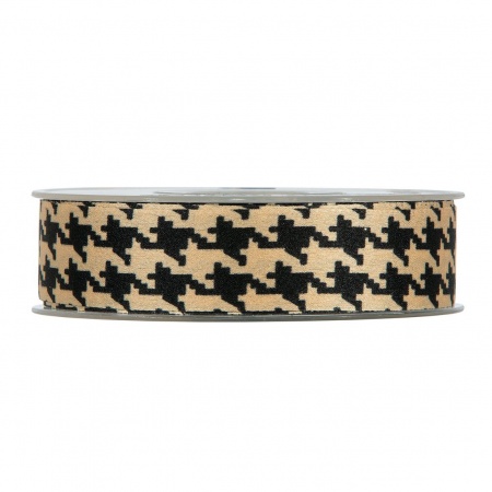 Ruban tissu beige et noir 25mm x 15m