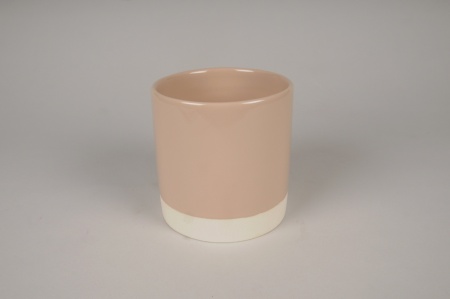 Cache-pot en céramique rose D11cm H11.5cm