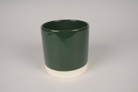 Cache-pot en céramique vert D13cm H13cm