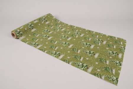 Chemin de table en tissu vert Noël 29cm x 3m
