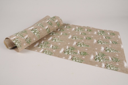 Chemin de table en tissu beige Noël 29cm x 3m