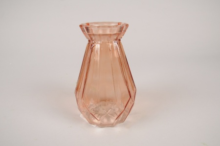 Vase en verre rose clair D14cm H24cm