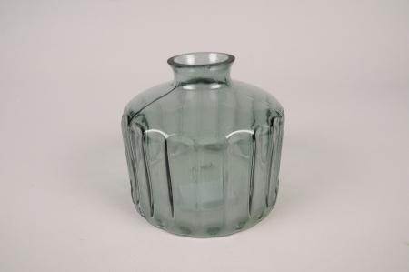 Vase en verre vert D13cm H11.5cm