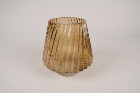 Vase en verre brun D16cm H22cm