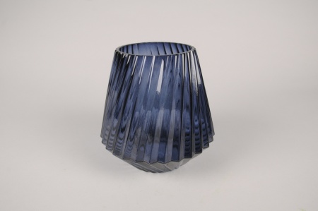 Vase en verre bleu D16cm H17cm