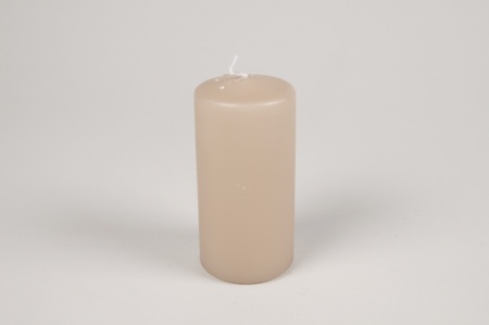 Boîte de 12 bougies cylindres gris sable D6cm H12cm