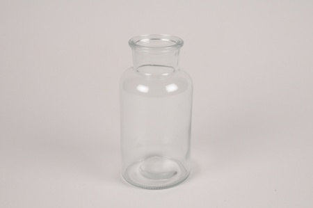Vase bouteille en verre D8cm H16cm