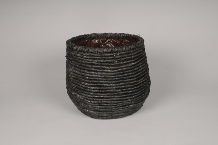 Cache-pot en osier noir D31cm H24cm