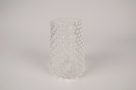 Vase en verre transparent avec motifs 11.5x11.5cm H18cm