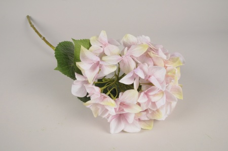 Hortensia artificiel rose pâle H69cm
