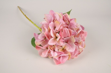 Hortensia artificiel rose H69cm