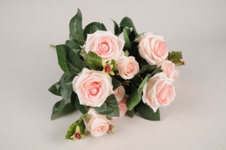 Bouquet de roses artificielles rose pâle H49cm