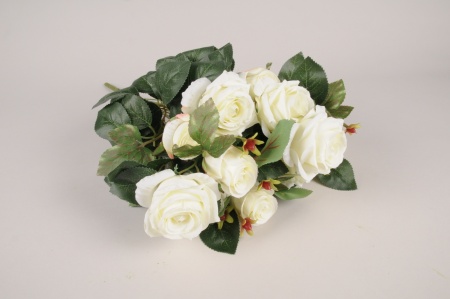 Bouquet de roses artificielles blanches H48cm