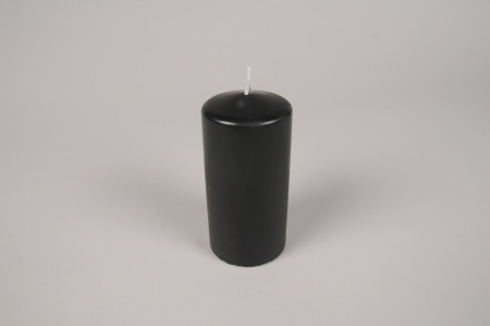 Boîte de 12 bougies cylindres noires D6cm H12cm