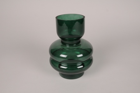Vase en verre déco vert D15cm H20.5cm