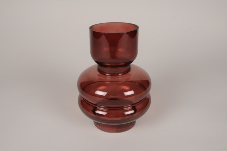 Vase en verre déco bordeaux D15cm H20.5cm
