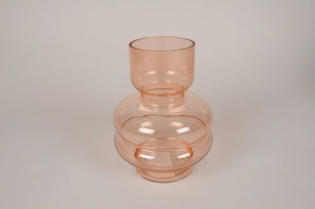 Vase en verre déco rose clair D15cm H20.5cm