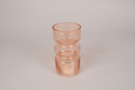 Vase en verre déco rose clair D9cm H17cm