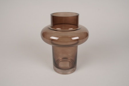 Vase en verre brun D16cm H20cm