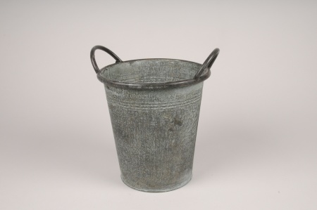 Cache-pot en zinc gris D21cm H21.5cm