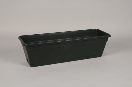 Jardinière en plastique vert foncé 58.5x19cm H17cm