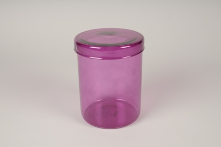 Bocal en verre violet avec couvercle D12cm H16cm