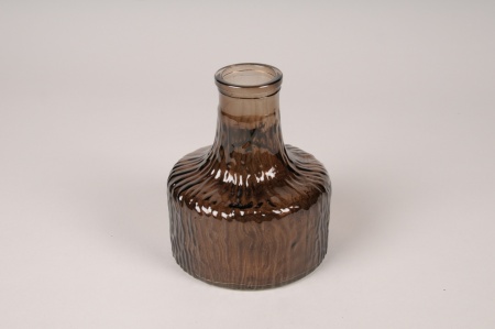 Vase soliflore en verre marron D11cm H13cm