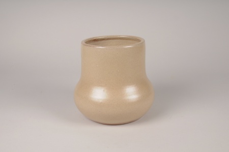 Cache-pot en céramique beige D18cm H16cm