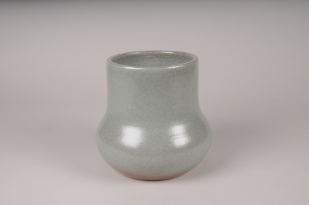 Cache-pot en céramique vert-de-gris D20cm H19cm