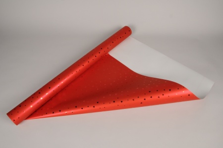 Rouleau de papier rouge motif coeur 70cmx25m