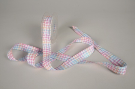 Ruban tissu motif géométrique multicolore 25mm x 10m