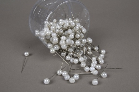 Boîte de 250 perles blanches sur épingle 10x60mm