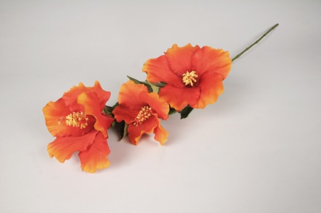 Hibiscus artificiel orange H82cm