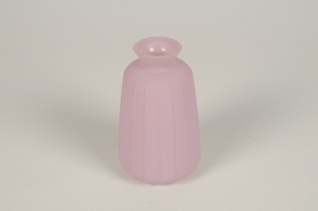 Vase bouteille en verre mauve mat D6.5cm H11cm