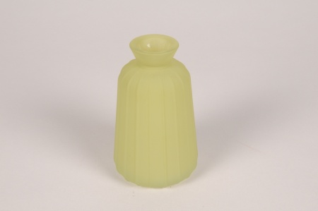 Vase bouteille en verre vert olive mat D6.5cm H11cm