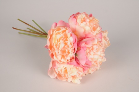 Bouquet de 6 pivoines artificielles roses H42cm