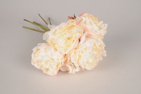 Bouquet de 6 pivoines artificielles crème H42cm